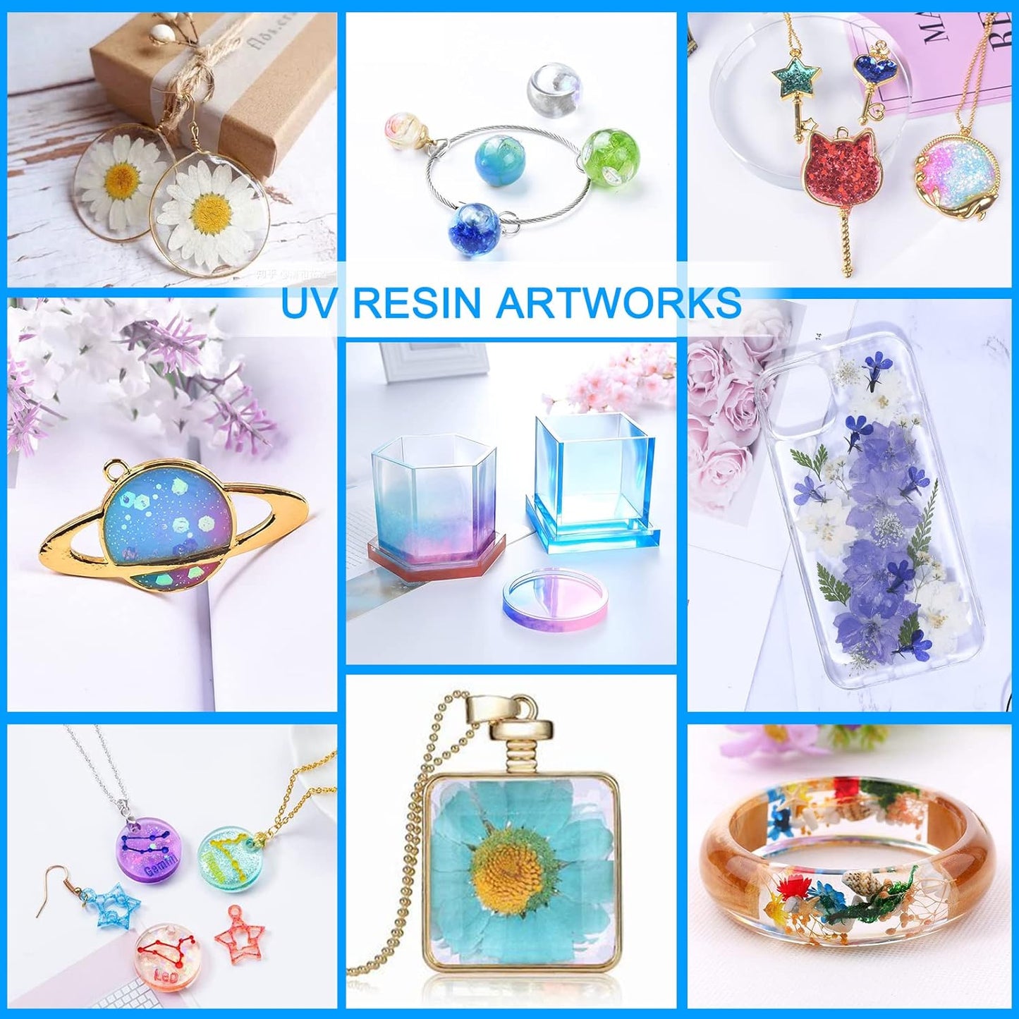 KISREL UV Resin 300g - Upgraded UV Resin Kit, Hard Type Crystal Clear Ultraviolet Curing UV Epoxy Resin for Craft Jewelry Making