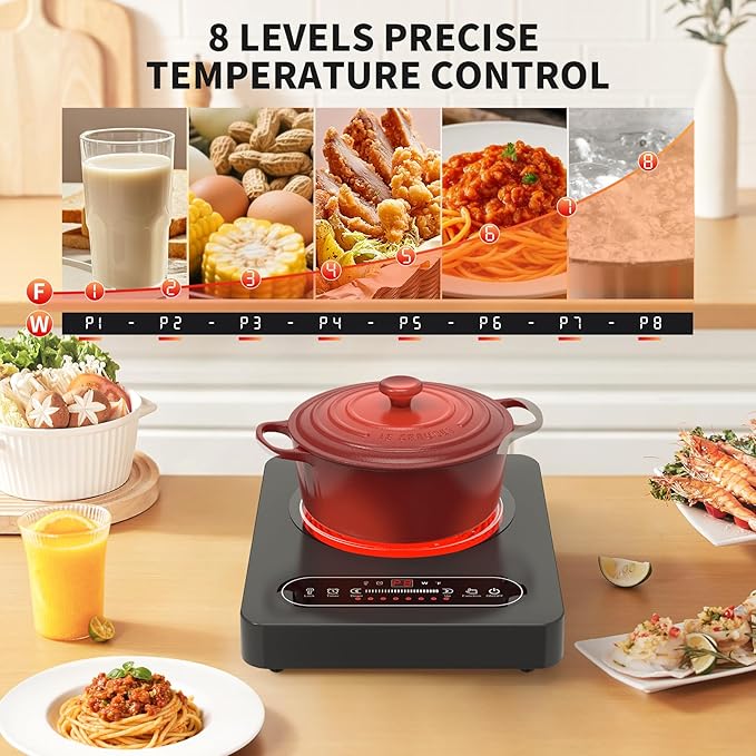 Single Burner Electric Cooktop,110V 1800W Electric Stove Top with LED Touch Control,10 Power Levels, Timer, Safety Lock,Portable cooktop