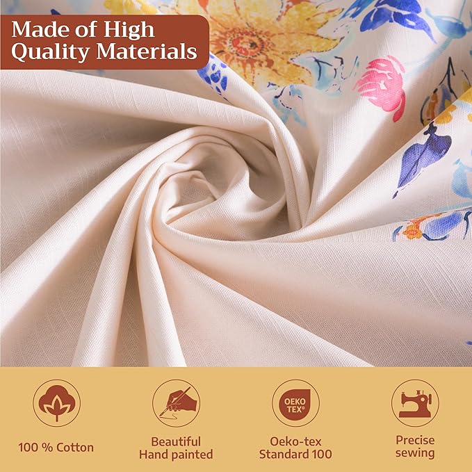 Maison d'Hermine Table Cloth Rectangle Table 100% Cotton Tablecloth for Dining Room, Farmhouse, Home, Hotel, Parties & Wedding - Ideal for Easter Decorations Spring & Summer (Girassol, 70" x 140")