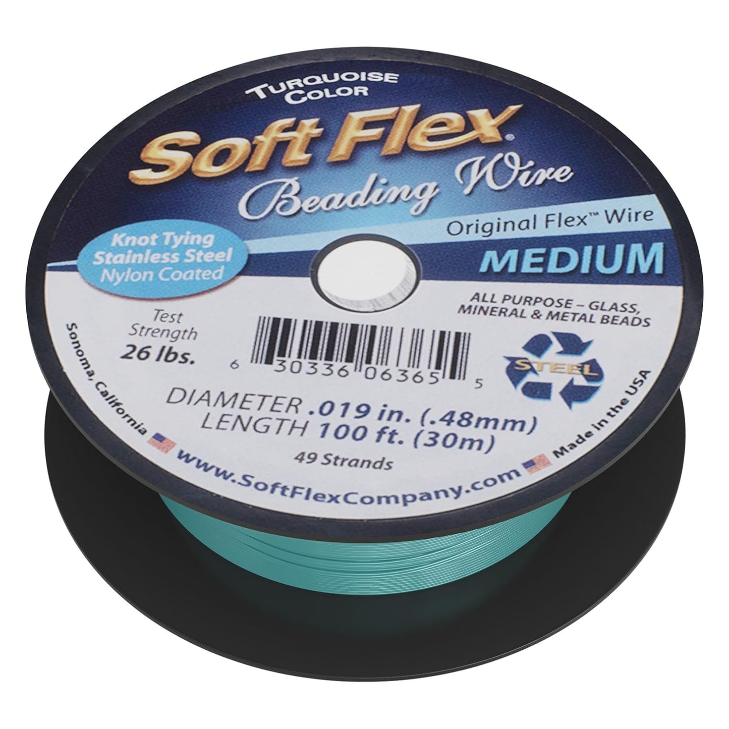 Soft Flex 49 Strand Beading Wire - Medium 0.19 Diameter - 100 Feet Nylon Design Wire