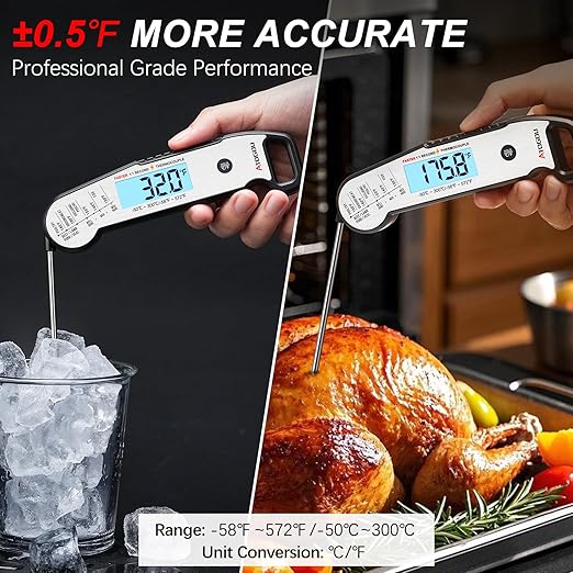 Atogou Professional Food & Meat Thermometer, 1 Sec Instant Read & ±0.5℉ Accuracy, Thermocouple Sensor, IP67 Waterproof Digital Thermometer for Cooking, BBQ, Grill Gifts for Men Him Dad Birthday