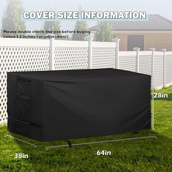 Rectangular Outdoor Table Cover Weatherproof, 64 Inch Patio Table Cover for Outdoor Dining Table, Waterproof Patio Furniture Cover for Outside Bar Table