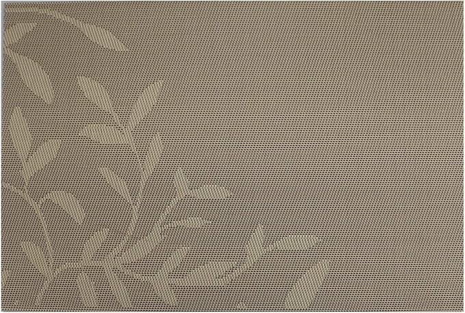 Gugrida Place Mats PVC Set of 6, Table Placemats Set of 6 PVC Washable Woven Vinyl Place Mats Heat Insulation Top Meal Mat Table Mats Natural Color (6 pcs, Gold Leaves), 18 x 12 inches