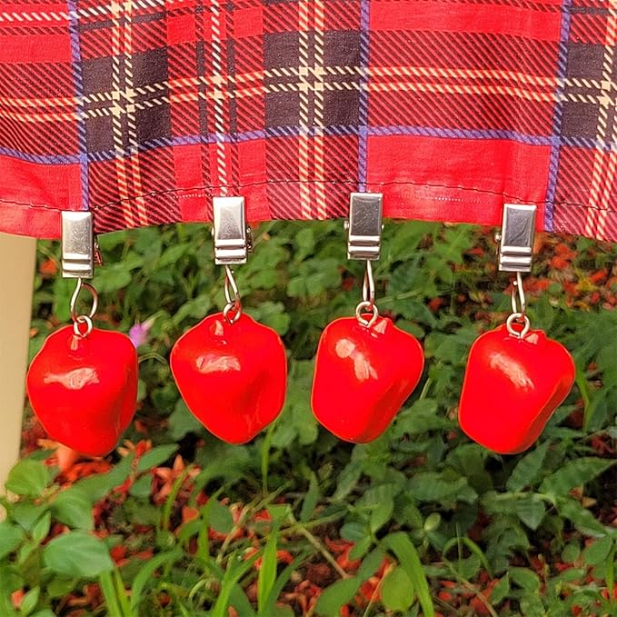 TwoFish Home Set of 4 Red Pimiento Resin Tablecloth Weights Clips Red Pimiento Handicraft Tablecloth Clamps Pack of 4