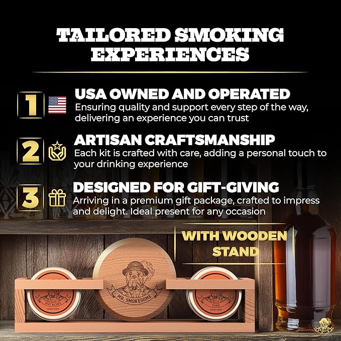 Cocktail Smoker Kit | Whiskey Smoker Kit | Bourbon Smoker kit | Old Fashioned Smoker Kit for Men with Stand, Torch & Wood Chips | Whiskey Gift for Men (No Butane Incl.)