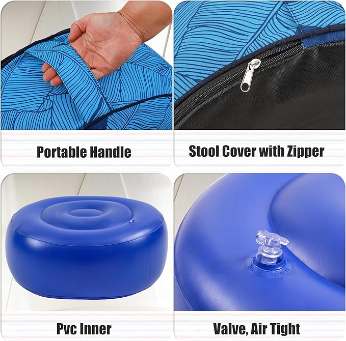 UPWELL Waterproof Inflatable Outdoor Ottoman Pouf,Portable Patio Footrest, Durable & Stylish, Perfect for Garden, Pool, Camping & Home Use - D20 xH9（LiteEase）