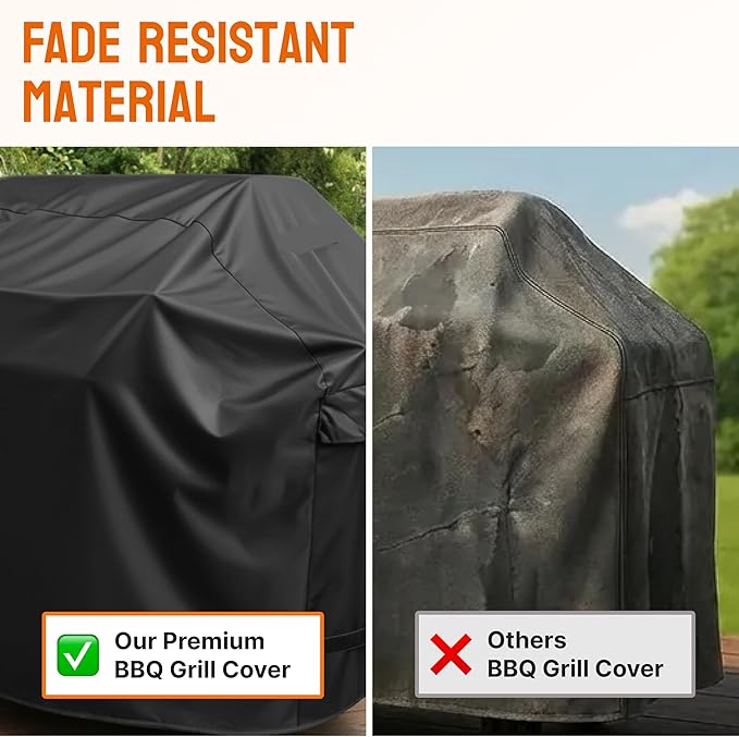 58 Inch BBQ Grill Cover, Heavy Duty Waterproof Outdoor Grill Cover, UV, Fade & Tear Resistant, Secure Fit with Straps, Fits Most Gas BBQ Grills