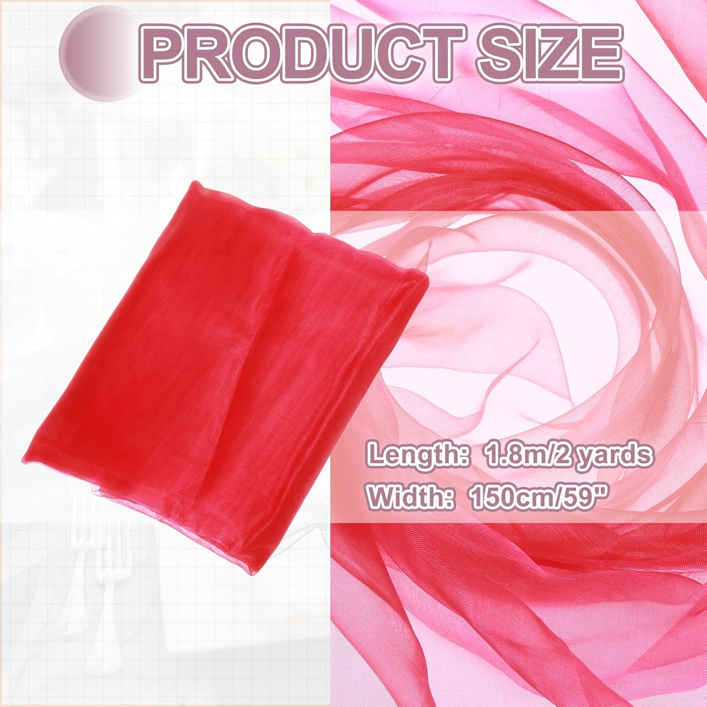 MECCANIXITY Iridescent Sheer Organza Fabric, 2 Yards x 59 Inches Solid Holographic Shiny Fabric Organza Cloth for Wedding, Curtains, Costume, Photo Background, Gradient Dark Red Yellow