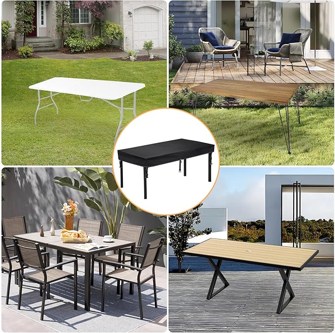 TOHONFOO Rectangular Patio Table Cover - Waterproof Anti-UV Outdoor Table Cover - Outdoor Patio Furniture Cover 72" L x 35" W x 6" H