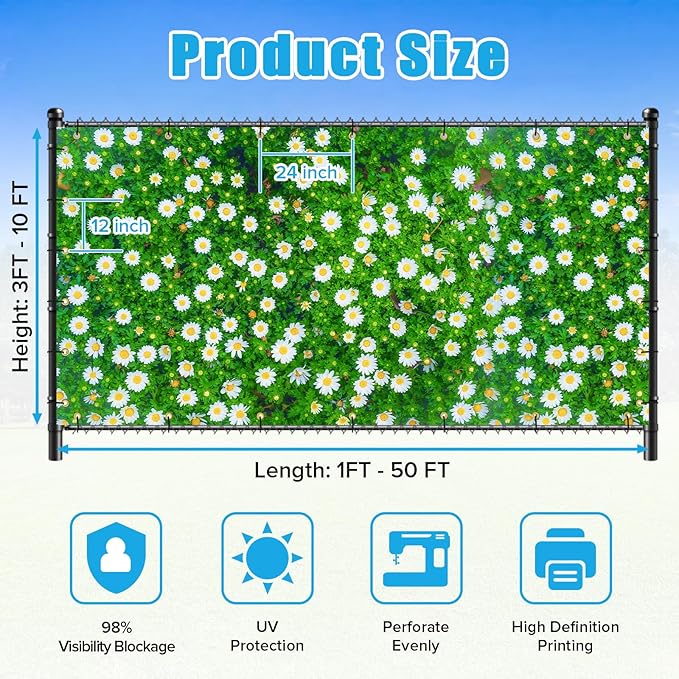 UPGRADE Custom Scenic Privacy Fence Screen for Outdoor Full-Color Printed Fence Cover with PVC Mesh UV Resistant, Weatherproof Perfect for Garden, Balcony, Backyard