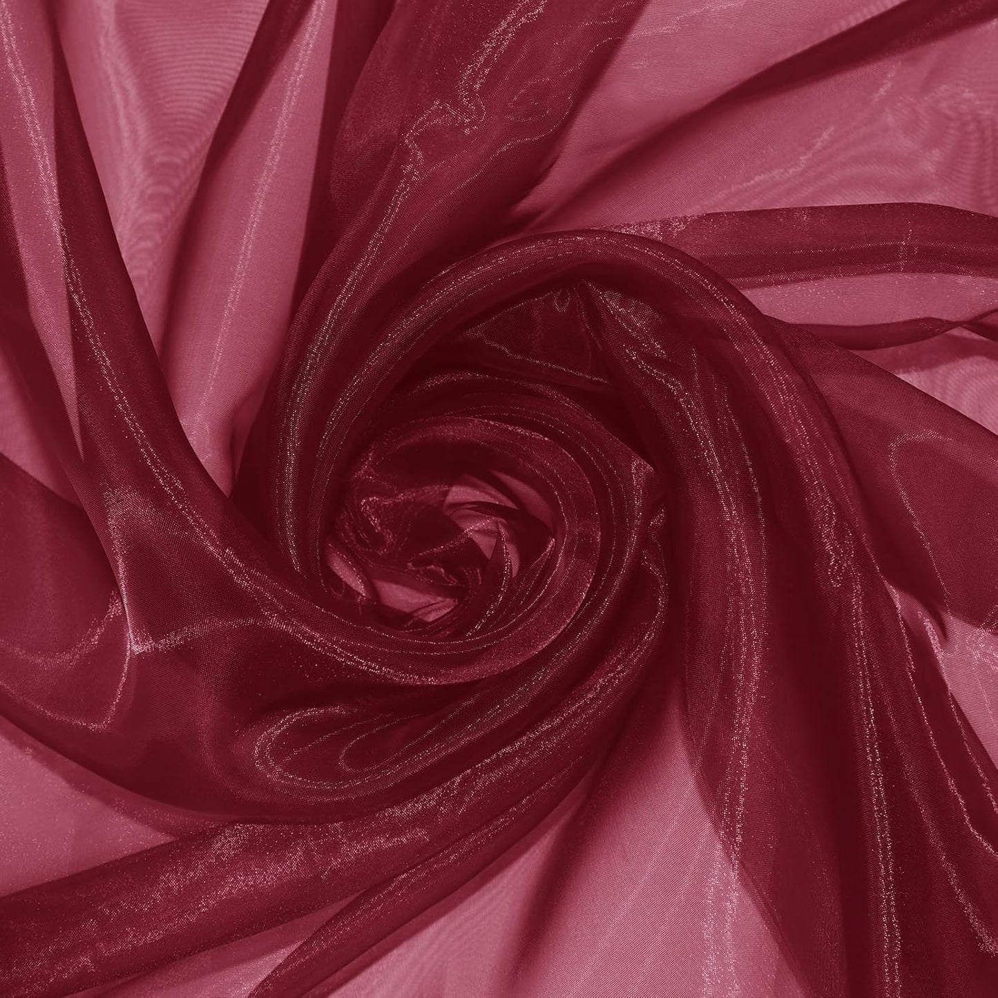 P Pothuiny Sheer Organza Fabric by The Yard, 3 Yards x 60 Inch Wide Bridal Burgundy Organza Tulle Fabric Roll Shiny Gauze Fashion Dress Sewing Craft for Wedding Party Decorations Backdrop