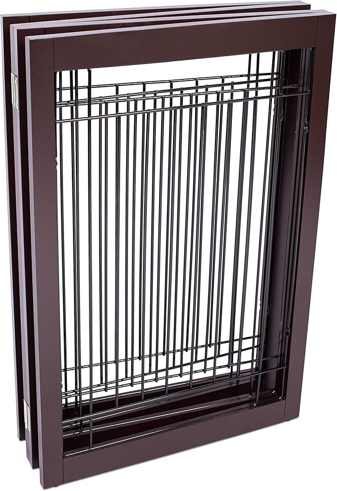 Internet's Best Traditional Wire Dog Gate - 4 Panel - 30" Tall - Espresso