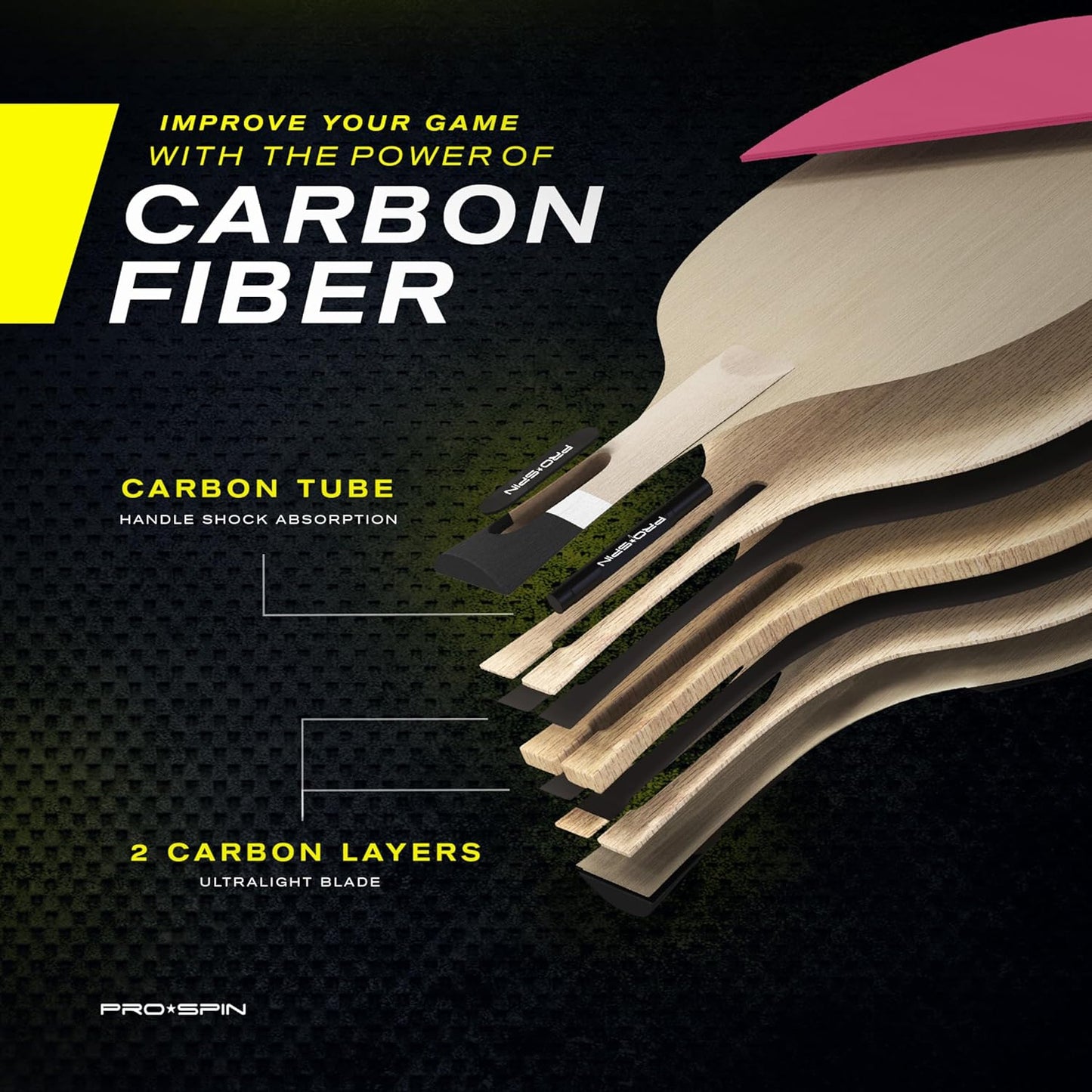 PRO SPIN Ping Pong Paddles - Professional Level Table Tennis Rackets with Carbon Fiber for Superior Control | 7-Ply Blade, Premium Rubber, 2.0mm Sponge | Includes Protector Case