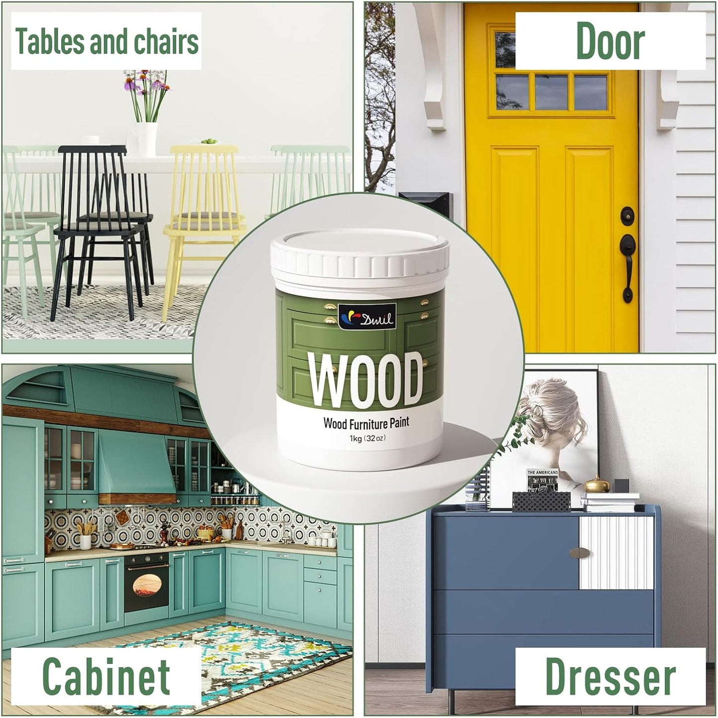 DWIL Matte Finish Furniture Paint - 32 Oz Wood Paint for Cabinets, Doors, Tables, and Dressers Refinishing - Water-Based, Non-Toxic & Odorless, Easy to Apply(Anthracite Gray)-With Tools