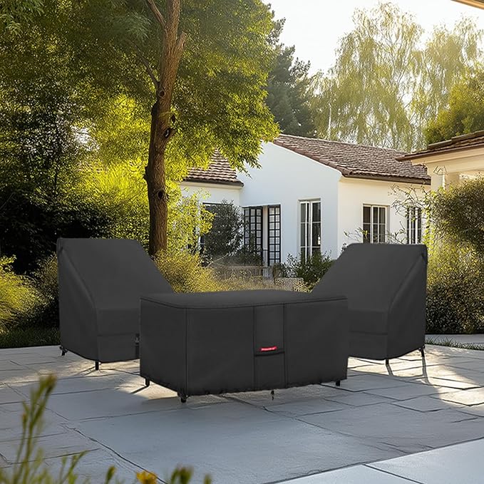 Porch Shield Patio Fire Pit Cover - Waterproof 600D Outdoor Rectangular Fire Table Cover Deck Box Protector - 54 x 28 inch, Black