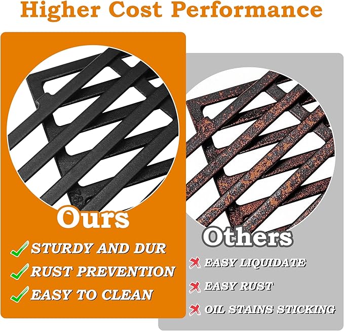 17.5 inch Grill Grates for Weber Spirit Grill Parts, Spirit 200 Series Parts E210 E215 E220 S210 S220 S215 Gas Grill Cooking Grids, Cast Iron Grill Grates Replacement for Weber 7637 64815