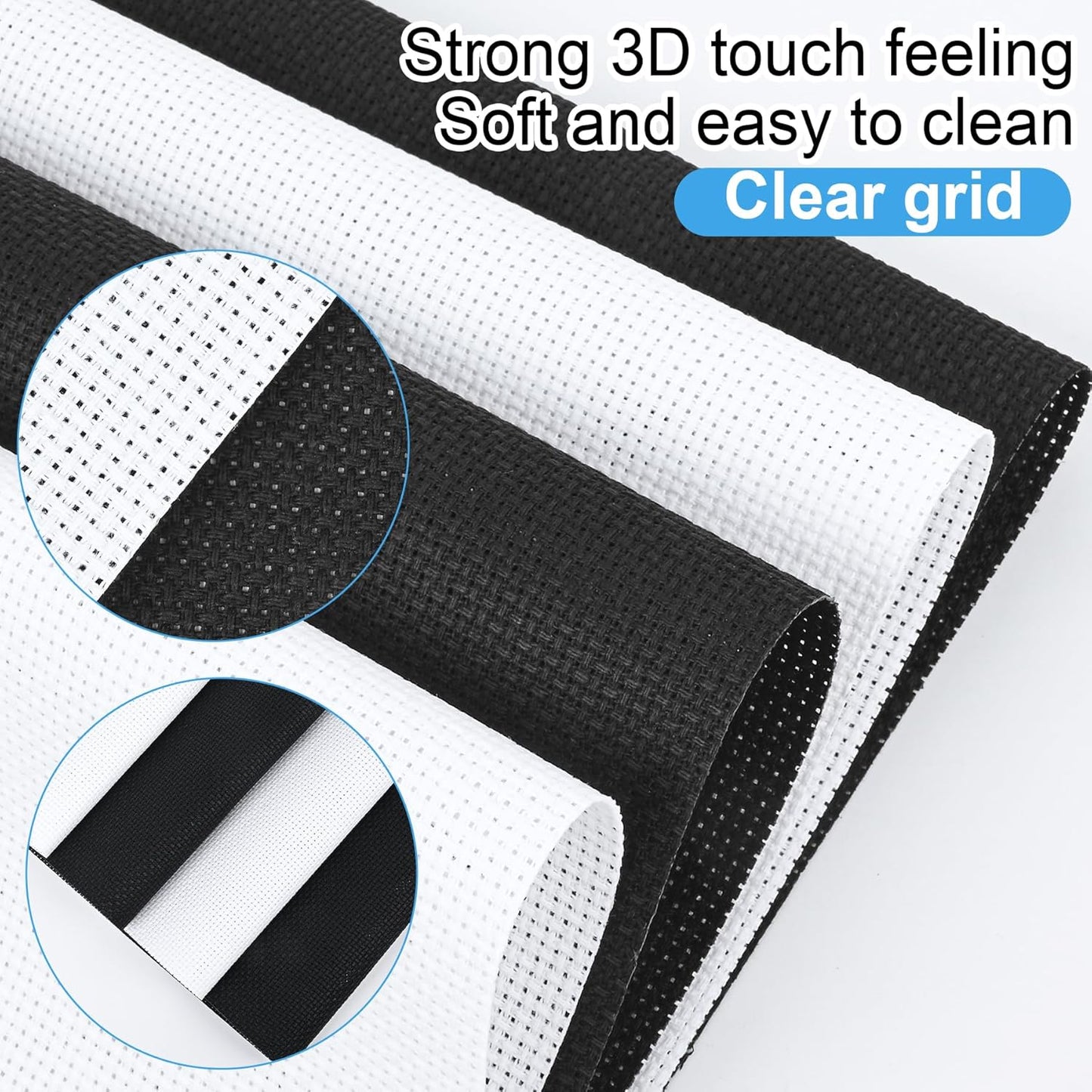 MYFAMIREA 16PCS Cross Stitch Fabric, 4 Sizes Aida Cloth 14 Count White and Black Craft Embroidery Cloth Classic Reserve Cross Stitch for Home DIY Needlework Embroidery Decoration, 5.9 to 11.8inch