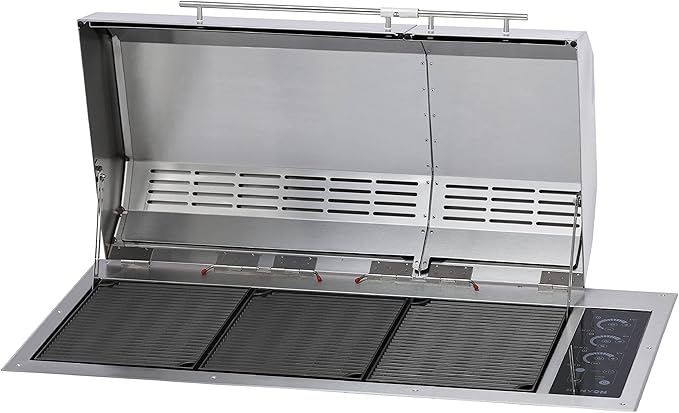 Kenyon The Big American Grill, Electric Grill With 3 Burners And 2 Piece Lid, Stainless Steel Body, Rust-Proof Grill With IntelliKEN Touch Control, UL-Approved For Indoor And Outdoor Use, 240V