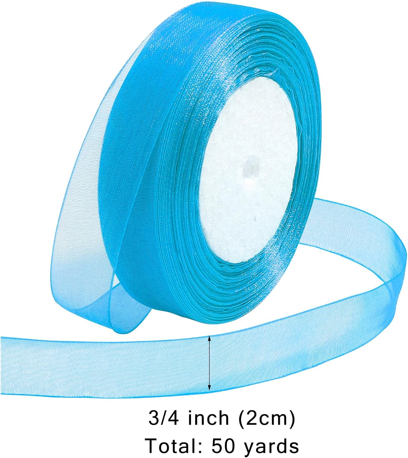 Ribbon for Gift Wrapping 3/4 inch Teal Sheer Organza Ribbon for Flower Bouquet Tulle Thin Chiffon Ribbons for Wedding Invitations Christmas Halloween Presents Decorations Crafts 50 Yards