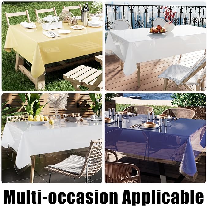 Smiry Rectangle Table Cloth 52x70 Inch, Waterproof Wipeable Vinyl Tablecloths Protector, Oil Spill Proof Plastic Table Cover for Dining, Picnic, Camping, Outdoor, Clear