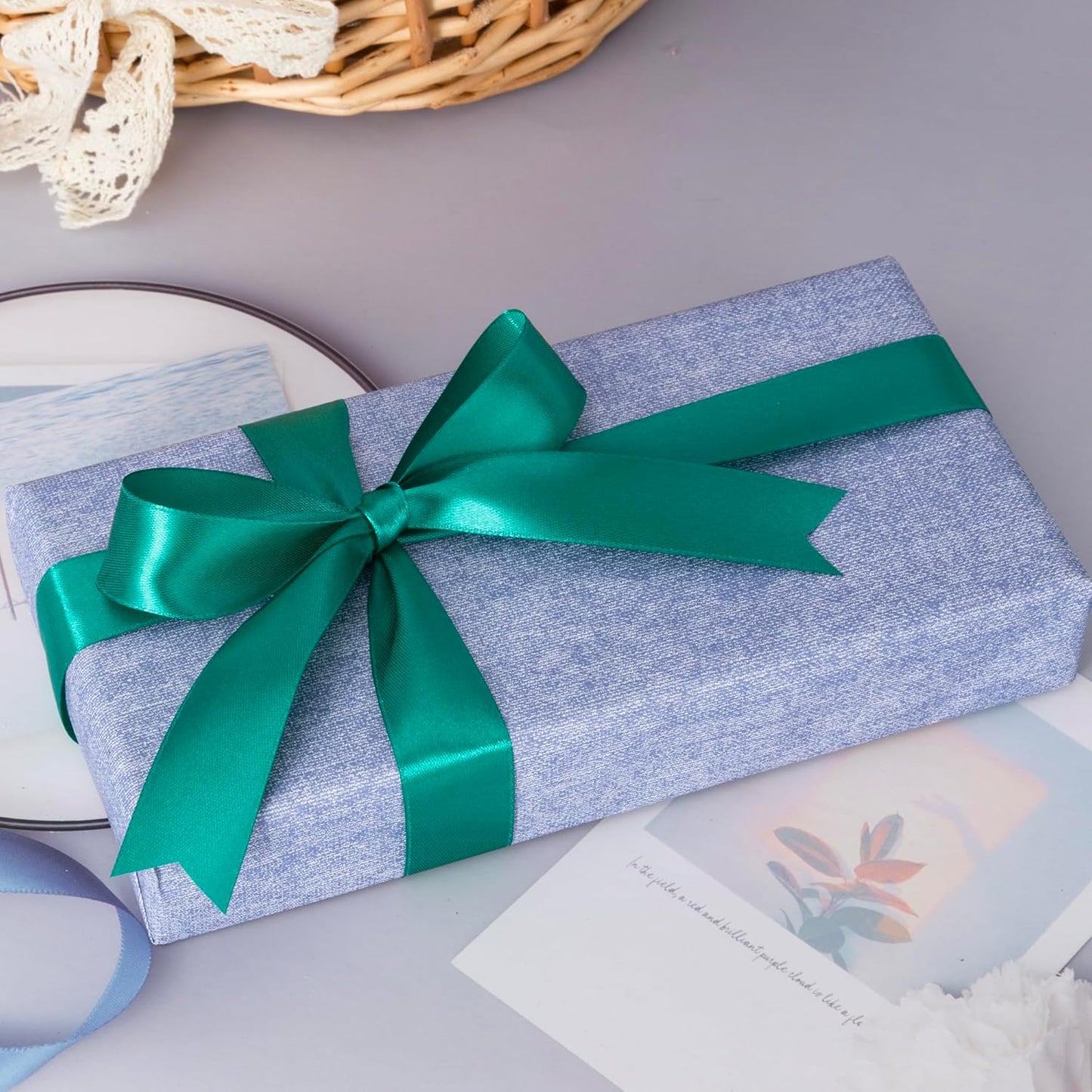 1 Inch Teal Solid Satin Ribbon, 50 Yards Craft Fabric Ribbon for Gift Wrapping Floral Bouquets Wedding Party Decoration