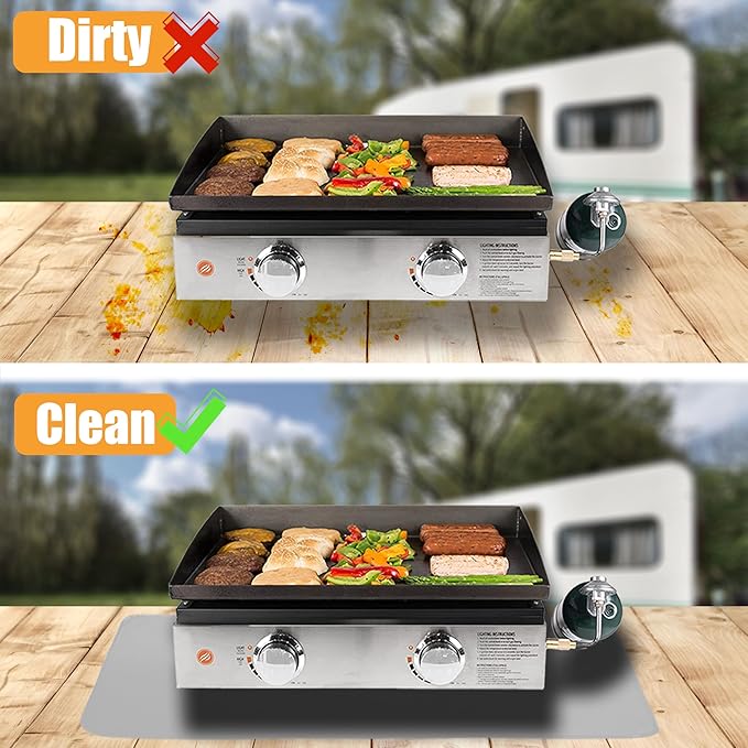 Gray 25x19.5 Inchs Heat Resistant Mat for Outdoor Grill Table,Fireproof Under Blackstone Griddle BBQ Mat,Air Fryer Mat,Indoor Fireplace Mat, Protect Your Table and Grill Table（0.04in Thickness）