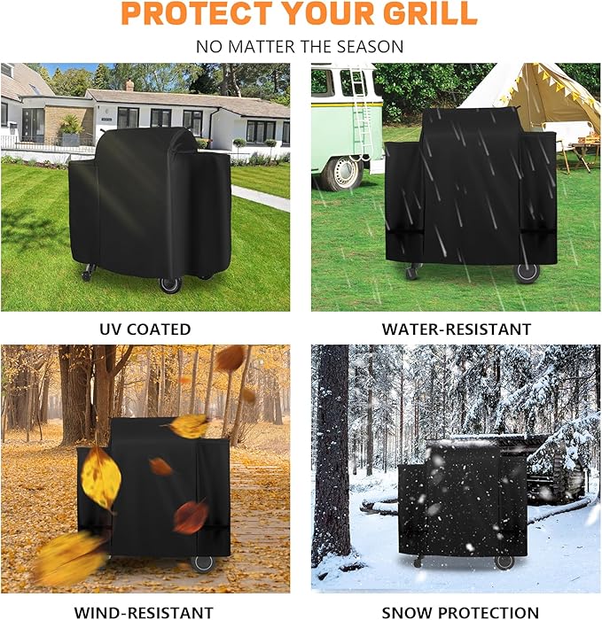 Outdoor 600D Heavy Duty Grill Cover for Traeger Ironwood 650 Series, Full-Length Grill Cover Grill Accessory Waterproof Pellet Cover Compatible with Traeger Ironwood 650 Accessories BAC505,Black