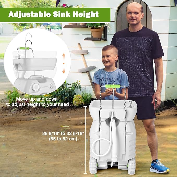 Yescom 45L Portable Sink Hand Wash Station with Foot Pump & Wheel 12Gallon Camping Sink with Soap Dispenser for Washing Hands, Fruits Ideal for RV Travel Outdoor Picnic Barbecue Party Food Booth