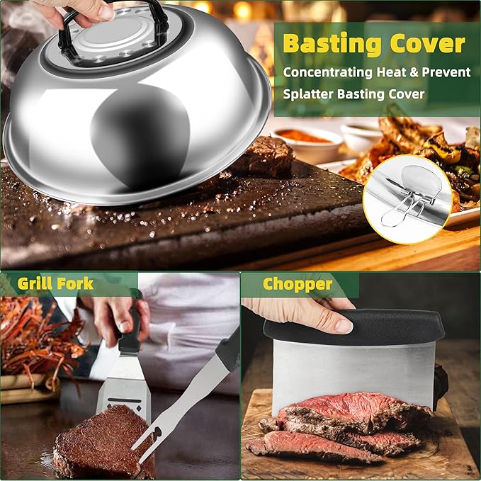 30PCS Griddle Accessories Kit, Flat Top Grill Accessories Set for Blackstone and Camp Chef, Grill Spatula Set with Melting Dome, Burger Press, Gifts for Men, Christmas Stocking Stuffers for Adults Men
