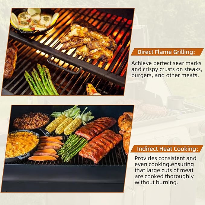PB1285KC Flame Broiler Kit for Pit Boss KC Combo Pellet Grills, PB1285KC Replacement Parts Compatible with Platinum KC(PB1285KC), PB1020NX, Charleston 1020 Series, Includes Main Plate, Sliding Lid