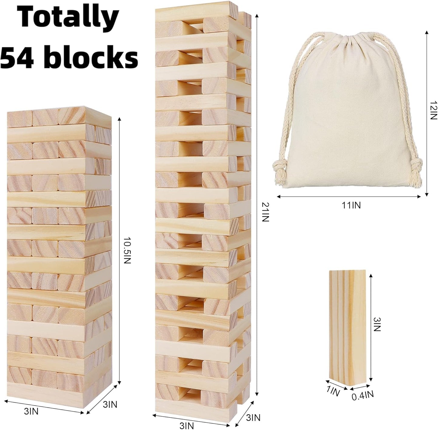 Glintoper Tic Tac Toe & Tumble Tower Blocks Tables Game Set, Classic Wood Stacking Game & XOXO Board Games for Kids Family, Living Room Rustic Coffee Table Decor, Travel Strategy Board Games