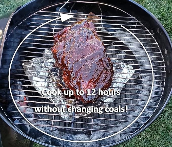 BBQitALL Charcoal Basket, Charcoal Ring, for Two Zone or Indirect Cooking with Briquettes, Lump, Great Gift. Made in The USA! Fits Weber Kettle Grills 22", 18", 14"