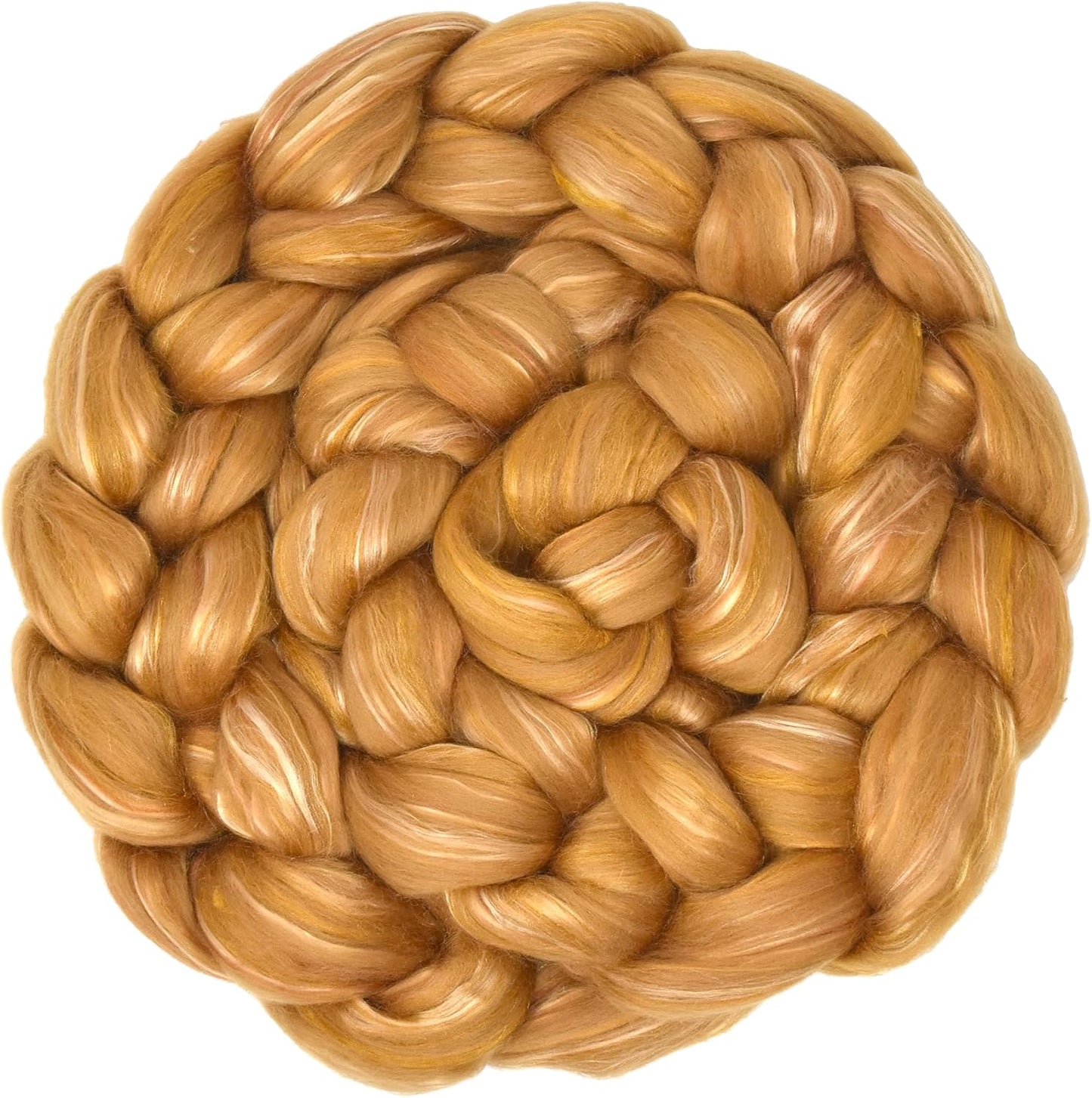 Merino Silk Luxe Tonal Designer Blend. Superfine Merino, Mulberry, Tussah Silk. Top Roving for Spinning or Felting. Toffee Whisper 1oz