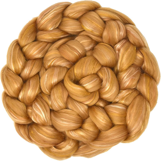 Merino Silk Luxe Tonal Designer Blend. Superfine Merino, Mulberry Silk, Tussah Silk. Top Roving for Spinning or Felting. Toffee Whisper 4oz