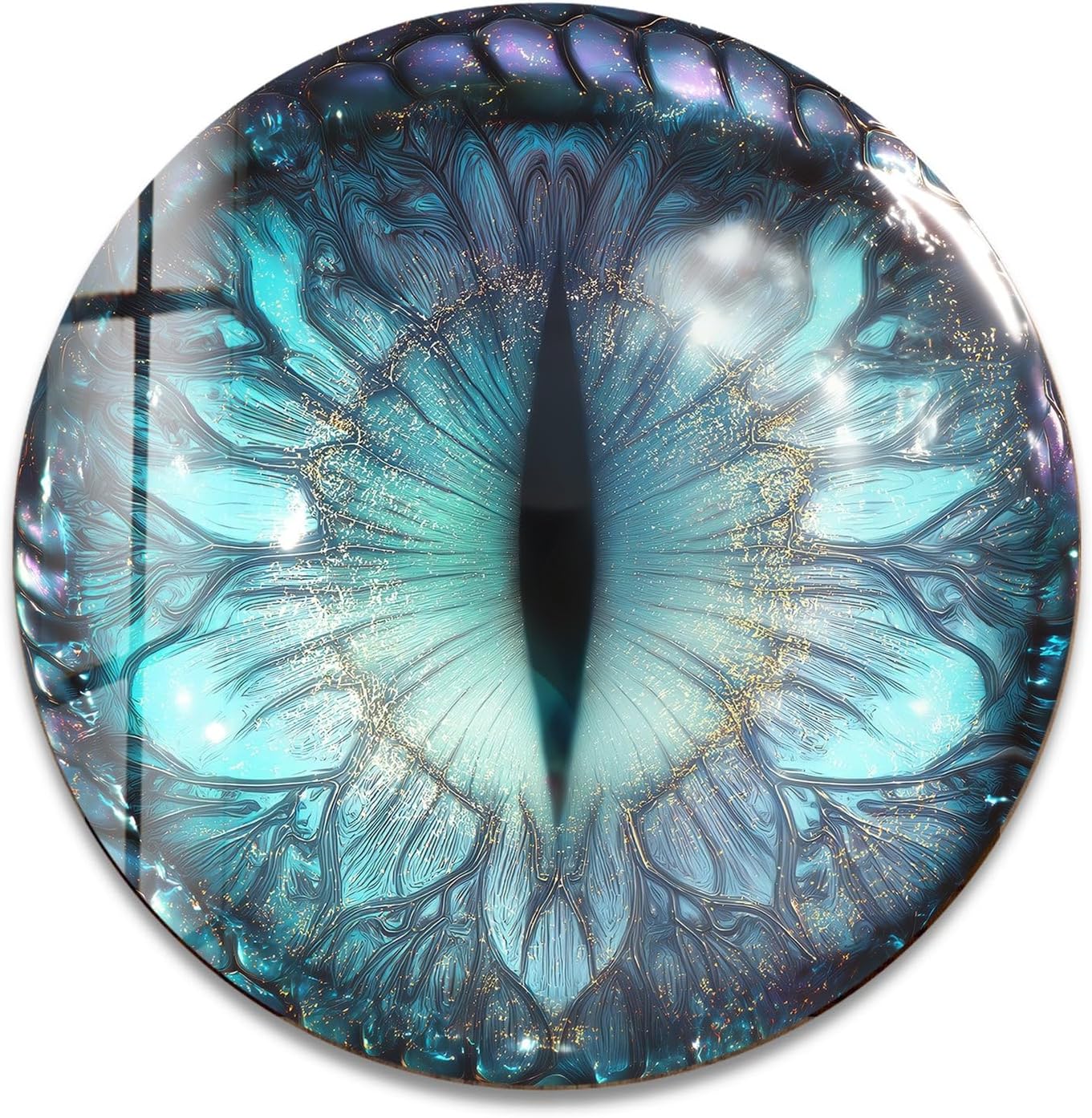 My Photostation.com 10''(25cm) Diameter Mystical Dragon Eye Round Glass Wall Art Tempered Glass Printing Wall Decor Large Wall Art Wall Hangings