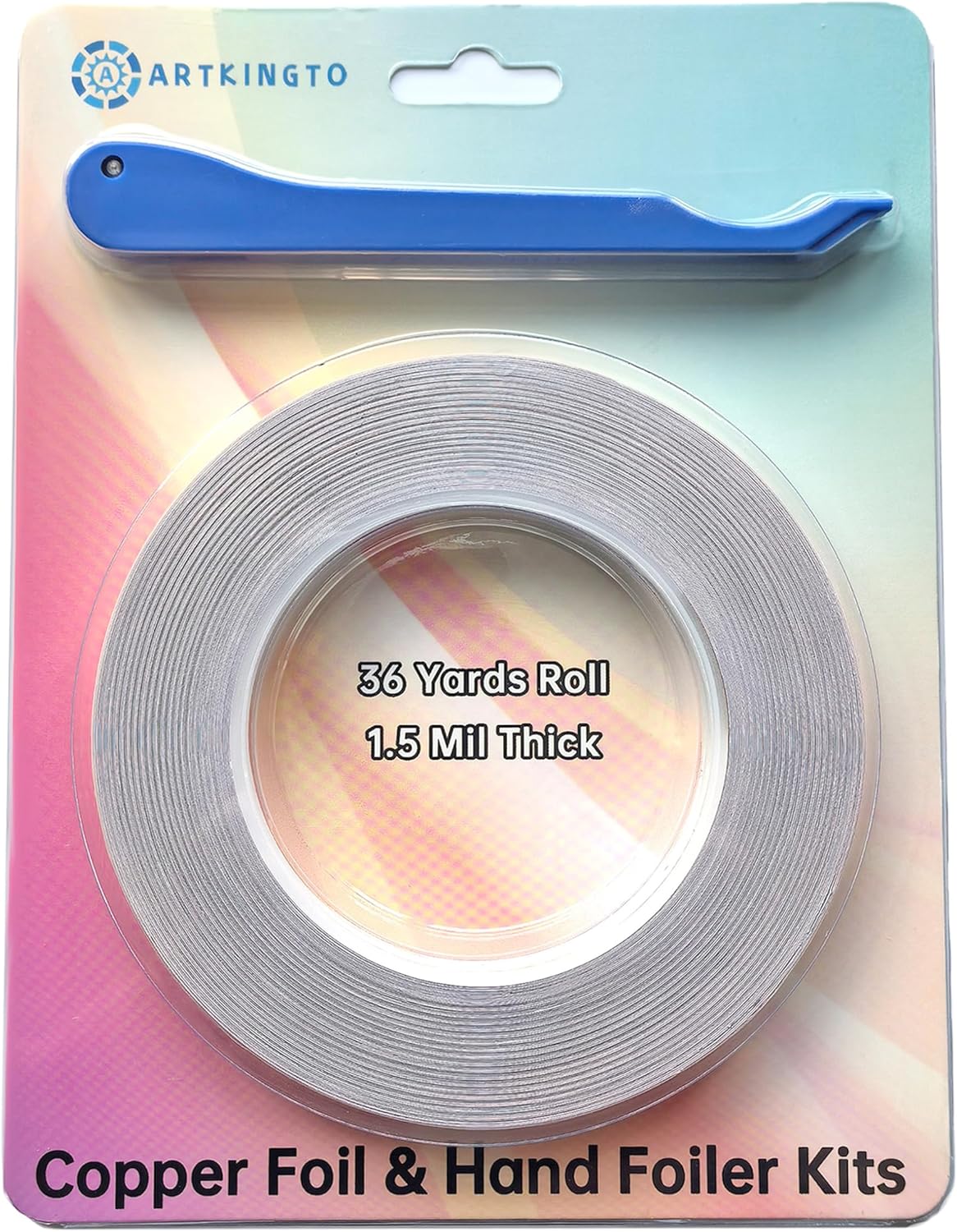 1/4 Inch Silver Backed Copper Foil for Stained Glass, 1.5 Mil Thick, 36 Yards 2 Rolls, with Copper Foil Hand Foiler