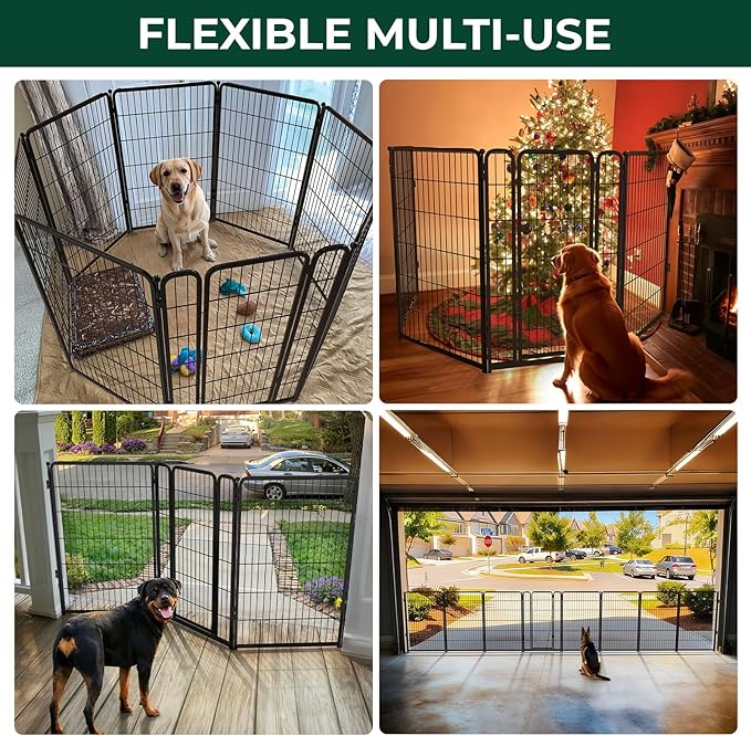 FXW Dog Gate Extra Wide Designed for Indoor Use, Adjustable Width Up to 83-inch Wide (45" H 3 Wire Panels for Large Dogs), Black