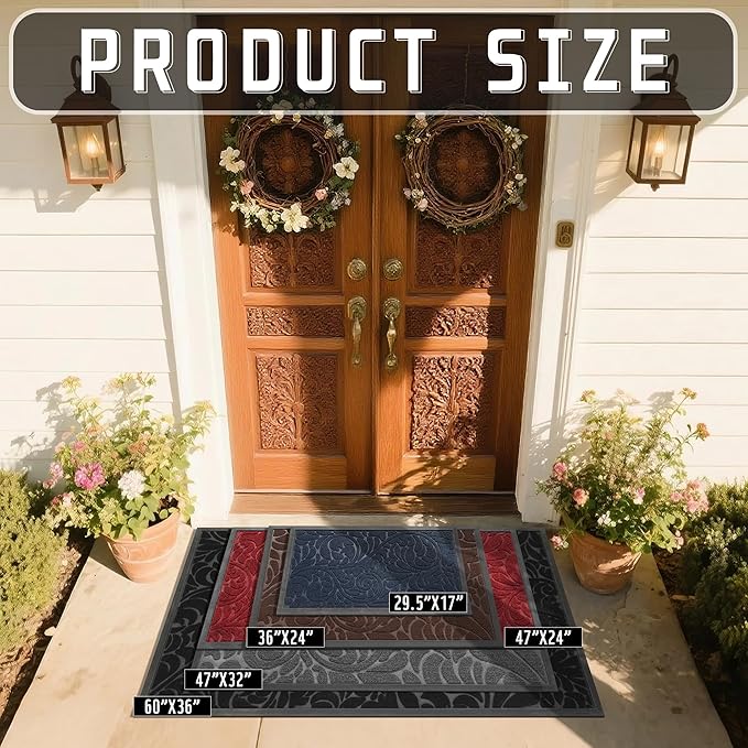 Yimobra Large Door Mat Outside Entrance 47x32, Waterproof Sturdy Outdoor Mats for Front Door, Heavy Duty Non-Slip Doormat for Garage Patio Entryway Indoor, Easy Clean, Blue