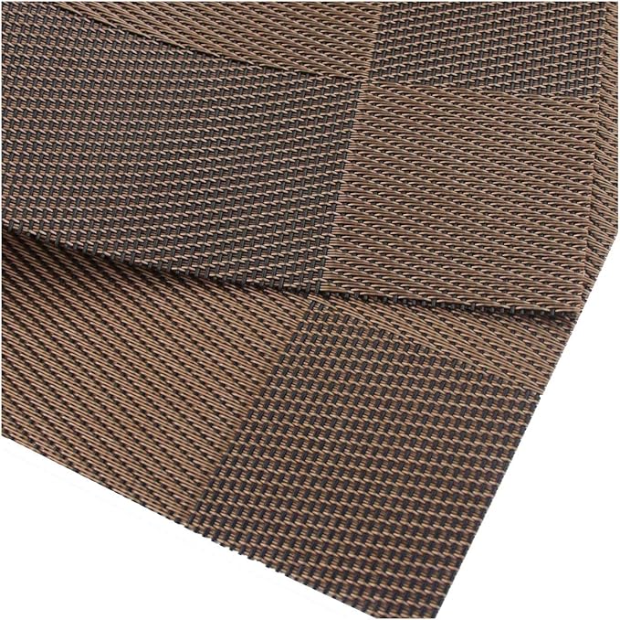 PIGCHCY Place Mats Heat-Resistant Non Slip Placemats Easy Wipe Clean Table Mats Woven Vinyl Placemats for Dining Table(Set of 6, Brown)