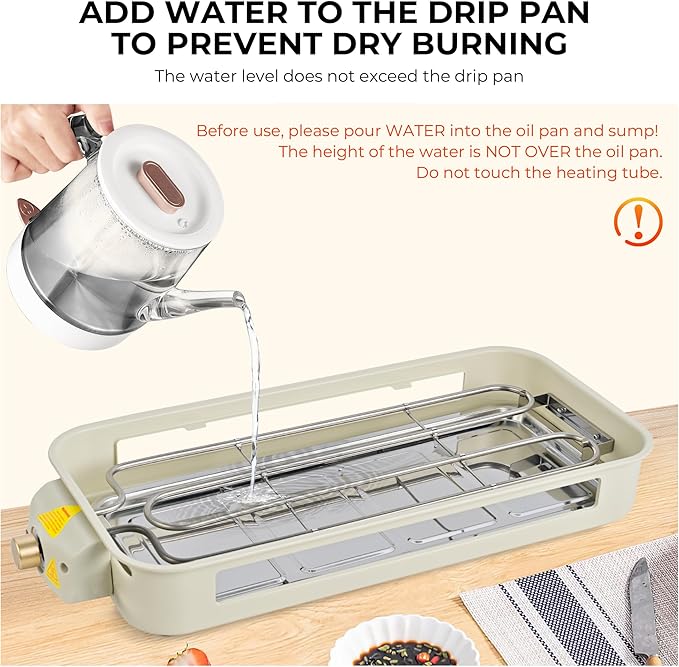 Pukomc Electric Indoor Grill,2 in 1 Indoor Grills for Kitchen with Grill Net & Non-Stick Cooking Removable Plate, Temperature Control, Dishwasher Safe, 1800W Large Smokeless Griddle