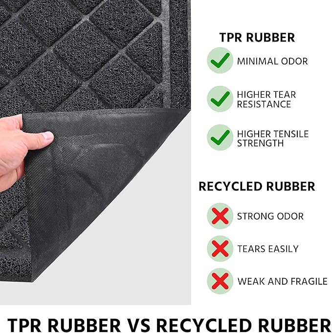 Front Door Mat Indoor Outdoor Entrance, 36" x 60" All-Season Heavy Duty Waterproof Doormat, Non-Slip Absorbent Entryway Mat, Easy to Clean, Low Profile Commercial Floor Mat for Indoor Outdoor