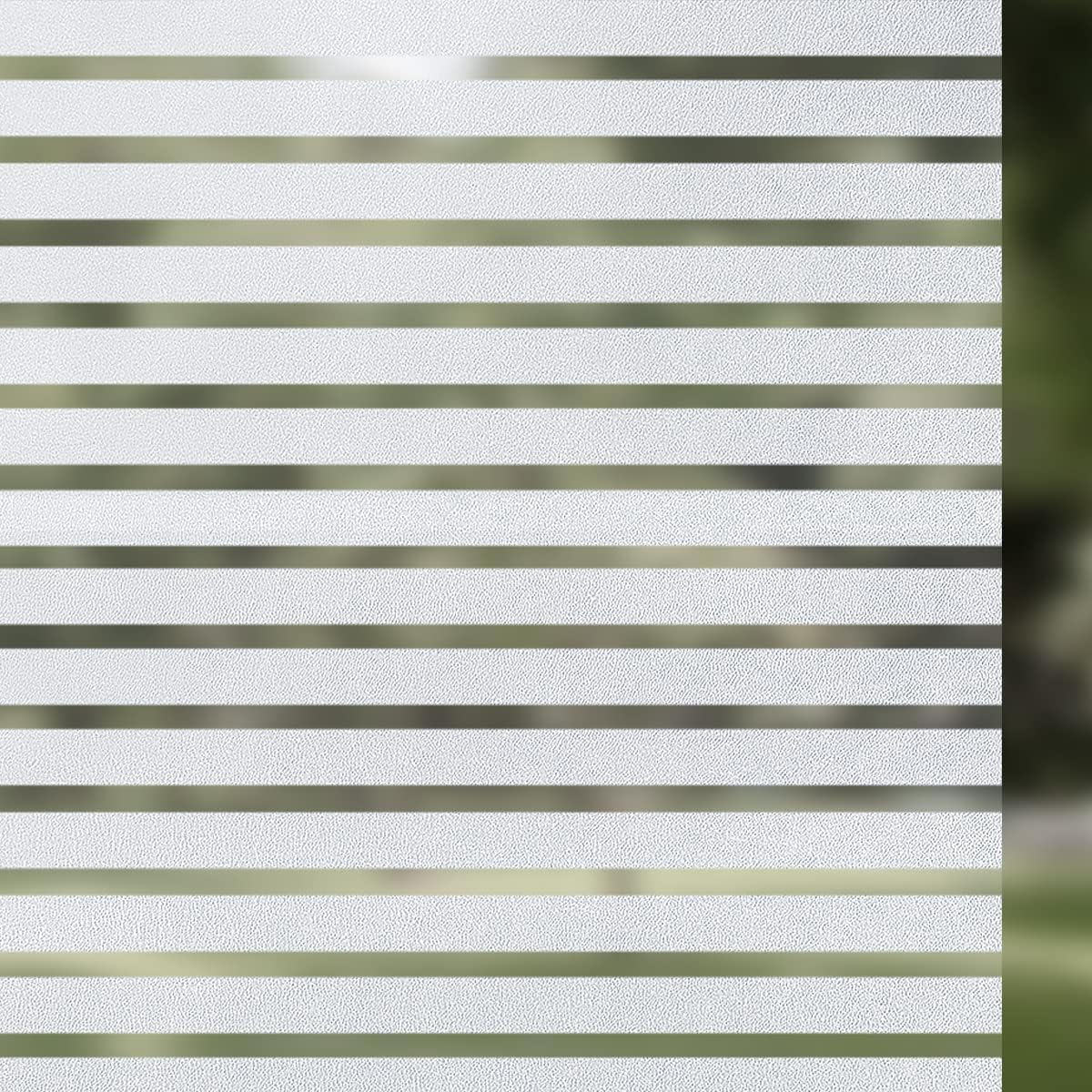 Qualsen Privacy Window Film, Frosted Windows Privacy Film, Frosting Cling for Glass, Anti-UV Reeded Blinds Sticker for Home Office Meeting Room, Stripe Patterns, 35.4x78.7inch