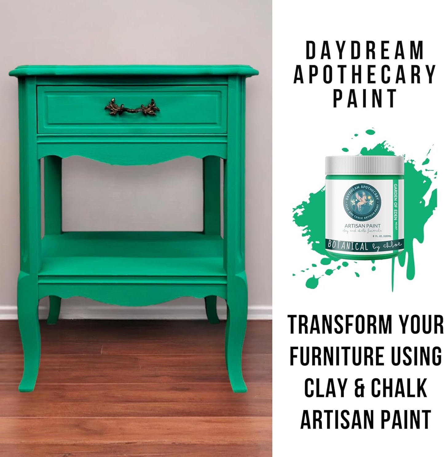 Daydream Apothecary Premium Chalk Style Paint for Furniture, Home Décor, Wood, DIY Interior Projects, Quick Dry, No Prep or Prime Needed, Matte Green - 8oz