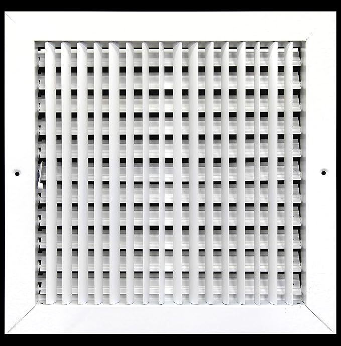 24" X 24" ADJUSTABLE AIR SUPPLY DIFFUSER - HVAC Vent Cover Sidewall or Ceiling - Grille Register - High Airflow - White [Outer Dimensions: 25.75"w X 25.75"h]
