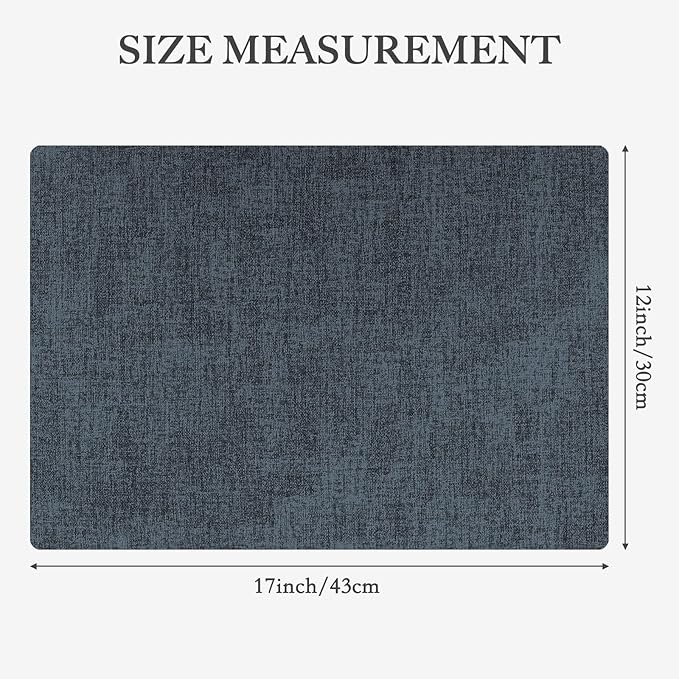 Faux Leather Heat Resistant Placemats Set of 6 – Waterproof Oilproof Wipeable Dining PU Vinyl Place Mat Easy Clean Table Mats for Kitchen/Dining/Party/Holiday, Navy Blue