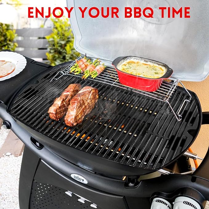 GGC 7646 7584 Grill Grates for Weber Q3200 Q320 Q300 Q3000 Q3100 Gas Grills, 17.8" x 25" Cast Iron Cooking Grates for Weber 586002 57060001 404341 Grill, 2PCS Replacement Accessories for Webber Baby Q