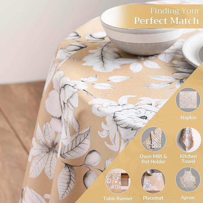 Maison d' Hermine Table Cloth Round Table 100% Cotton 63 Inches Fall Tablecloth Reusable Everyday Use for Thanksgiving Christmas Decorations Dining Farmhouse Party (Pretty Autumn)
