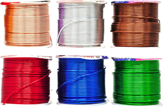 Mandala Crafts 16 Gauge Anodized Aluminum Craft Wire for Jewelry Making – 390 FT Colored Flexible Silver Copper True Blue Brown Red Kelly Green Wire - Bendable for Bonsai Armature Crafting Sculpting