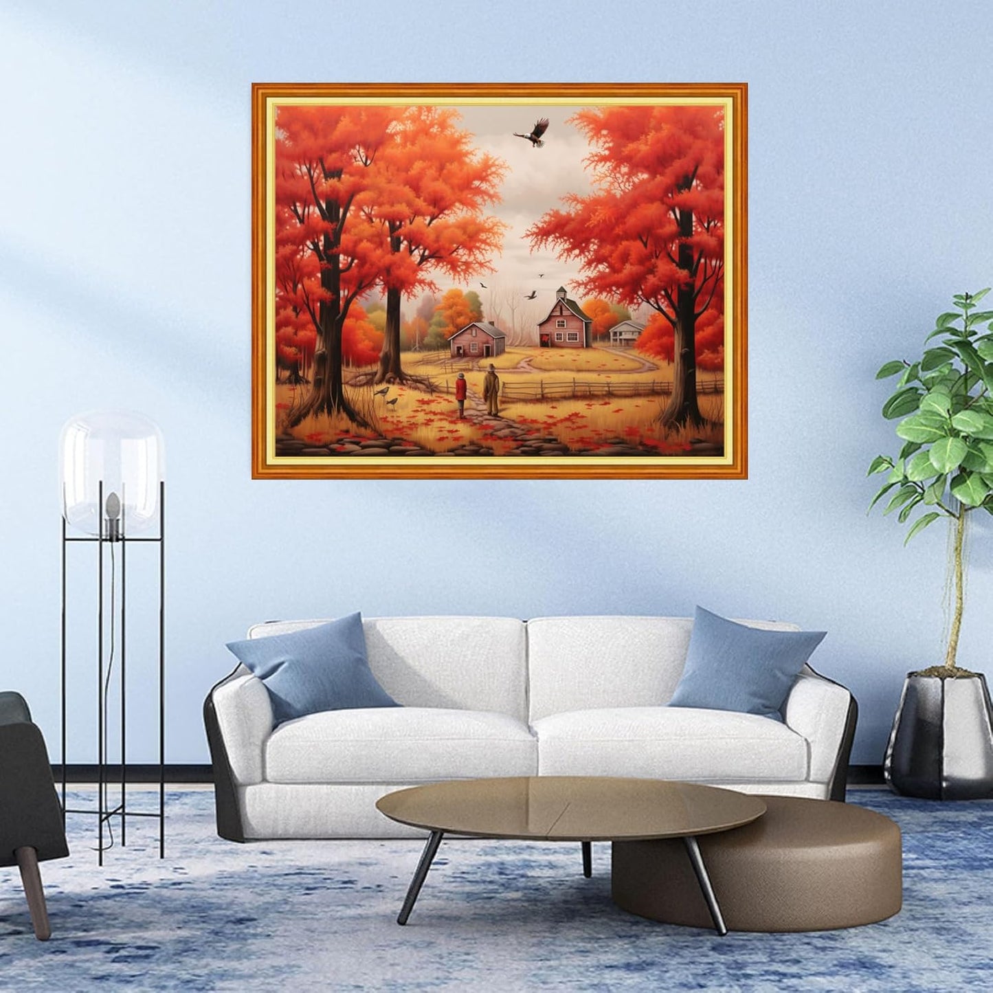 DMCVIVR Stamped Cross Stitch Kits for Adults Beginners Embroidery Kits 11CT Needlepoint Kits Cross Stitch Patterns Embroidery Patterns& Late Autumn Strolling 16x20 inch