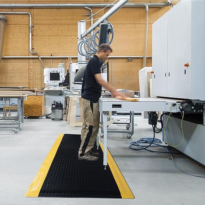 Nisorpa Anti Fatigue Mats Industrial 3' x 6' Ergonomic Standing Mat 15/16" Extra Thick Kitchen Mat Heavy Duty Commercial Diamond Plate Cushioned Shop Floor Mats - Safety Support for Leg & Back Pain